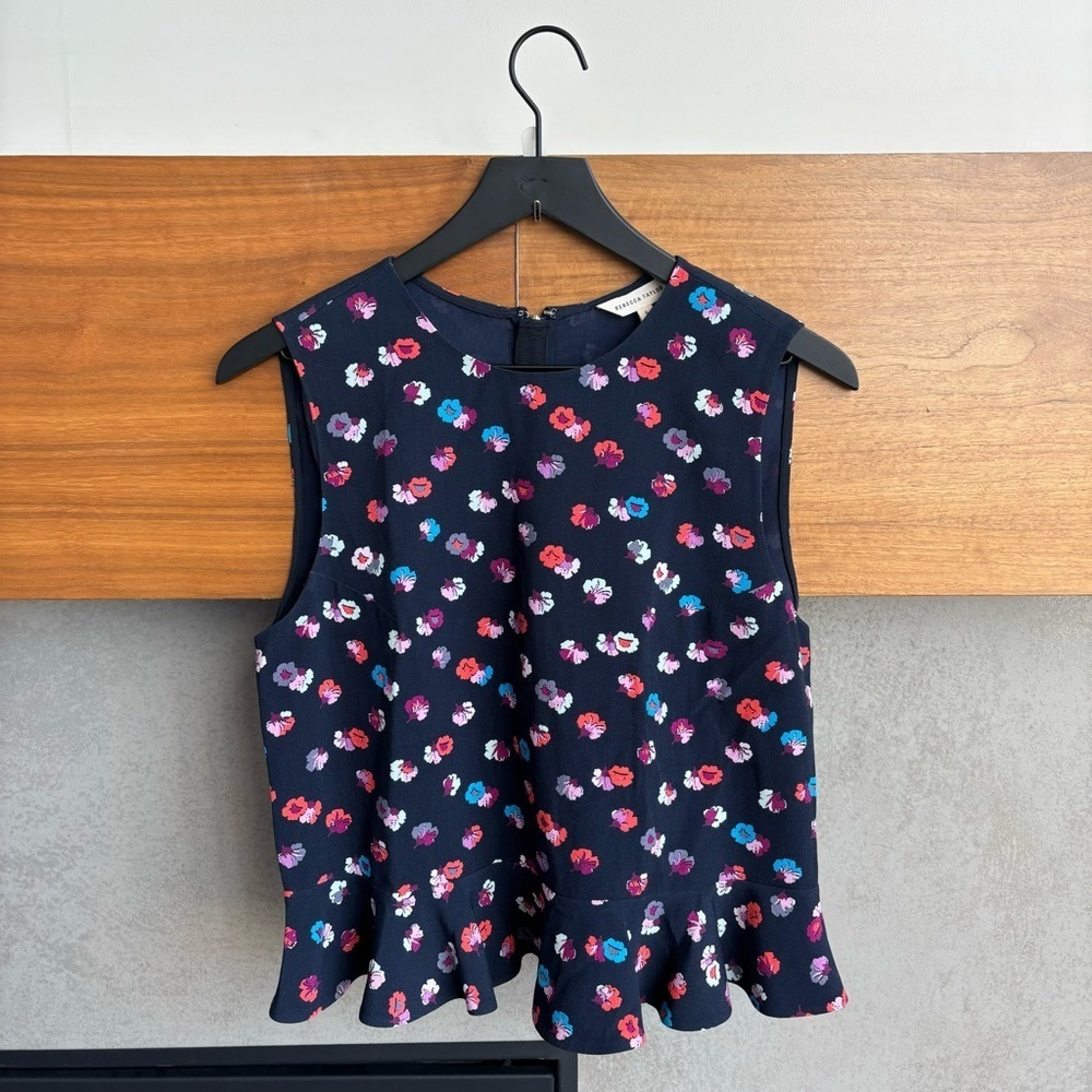 Rebecca‎ Taylor Sleeveless Sakura Ruffle Blouse, Size 6